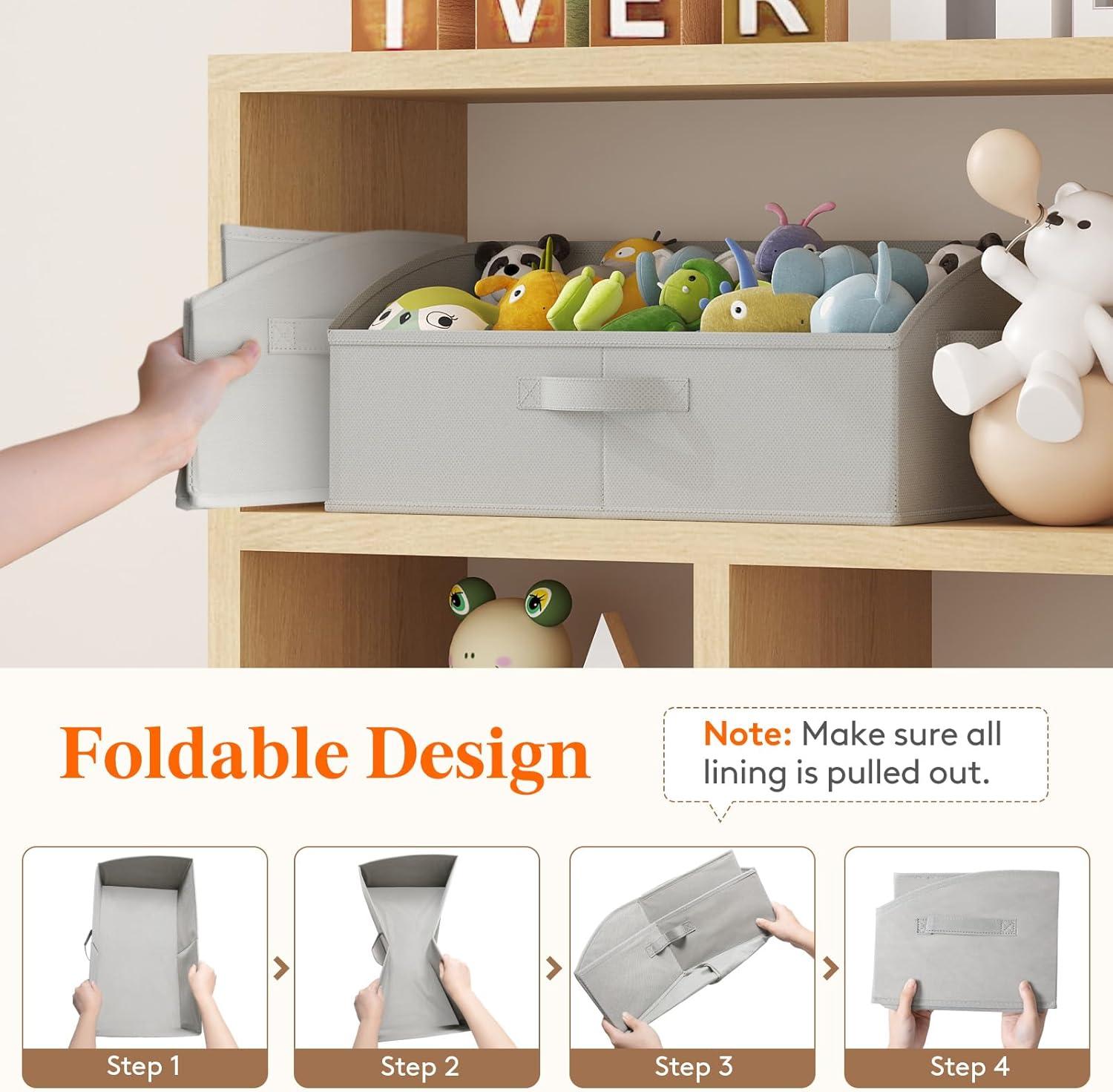 image:imageLifewit Trapezoid Closet Storage Bins for Shelf 6 Packs Nonwoven Closet Organizer Baskets with Handles Foldable Clothes Containers Boxes for Clothing Book Purse 23L Extra Large Light GrayLight Gray