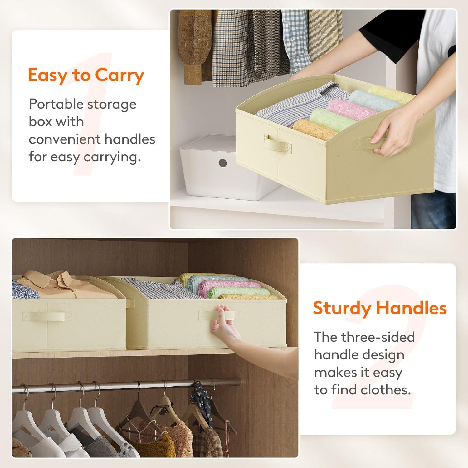 image:imageLifewit Trapezoid Closet Storage Bins for Shelf 6 Packs Nonwoven Closet Organizer Baskets with Handles Foldable Clothes Containers Boxes for Clothing Book Purse 23L Extra Large Light GrayBeige