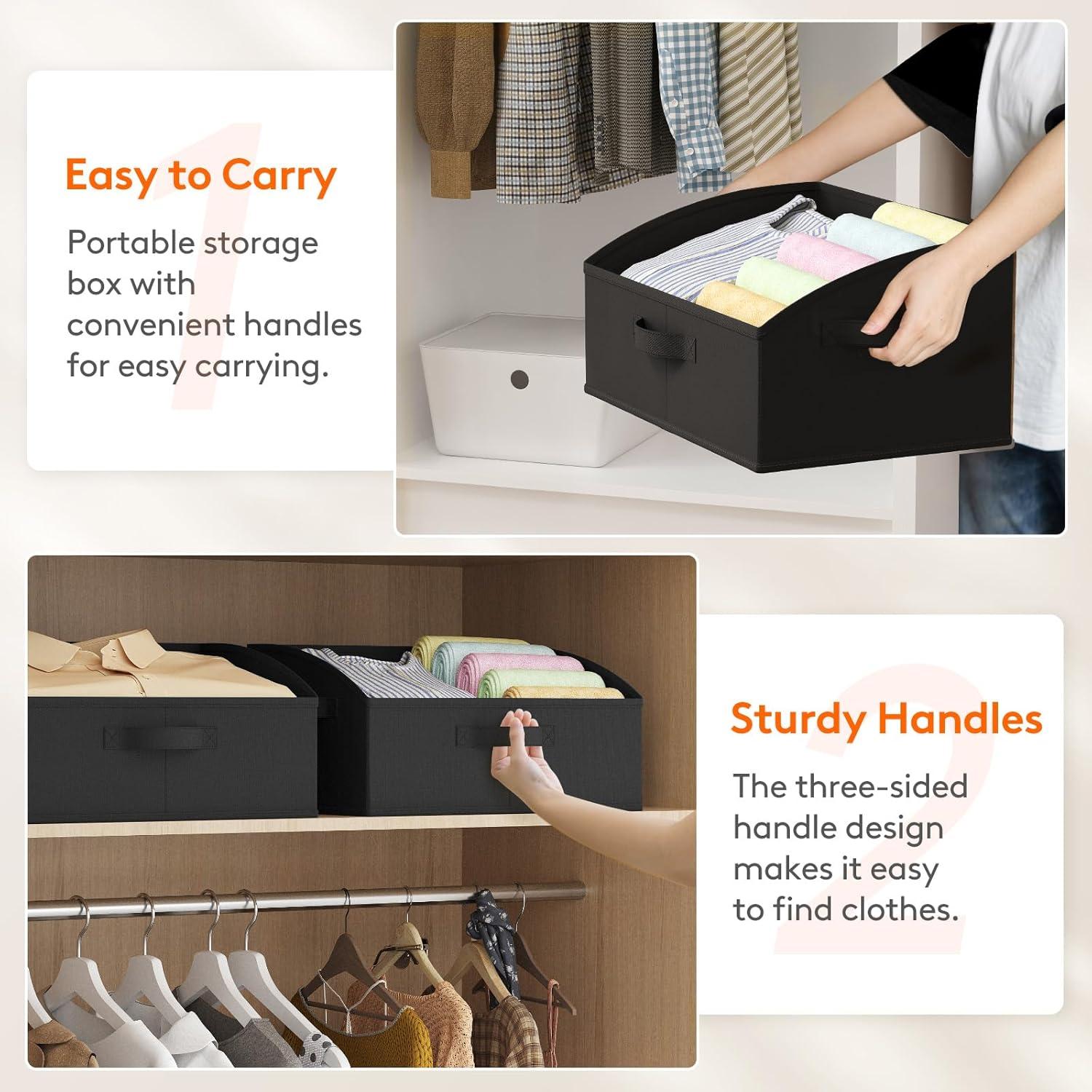 image:imageLifewit Trapezoid Closet Storage Bins for Shelf 6 Packs Nonwoven Closet Organizer Baskets with Handles Foldable Clothes Containers Boxes for Clothing Book Purse 23L Extra Large Light GrayBlack