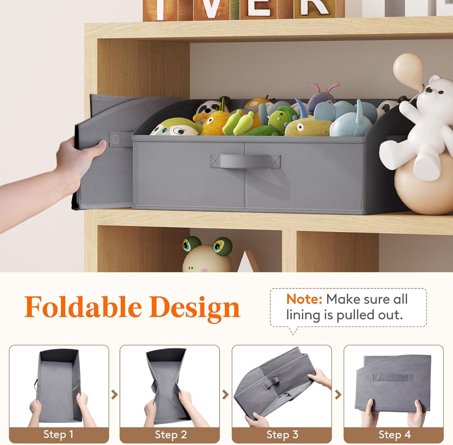 image:imageLifewit Trapezoid Closet Storage Bins for Shelf 6 Packs Nonwoven Closet Organizer Baskets with Handles Foldable Clothes Containers Boxes for Clothing Book Purse 23L Extra Large Light GrayGray