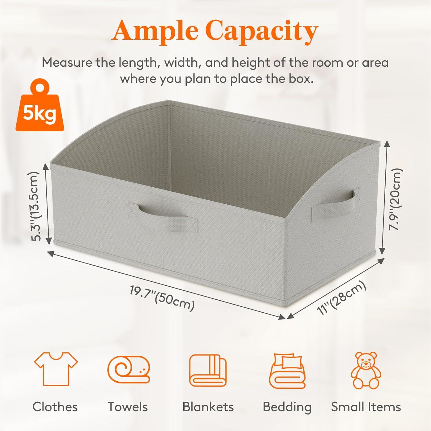 image:imageLifewit Trapezoid Closet Storage Bins for Shelf 6 Packs Nonwoven Closet Organizer Baskets with Handles Foldable Clothes Containers Boxes for Clothing Book Purse 23L Extra Large Light GrayLight Gray