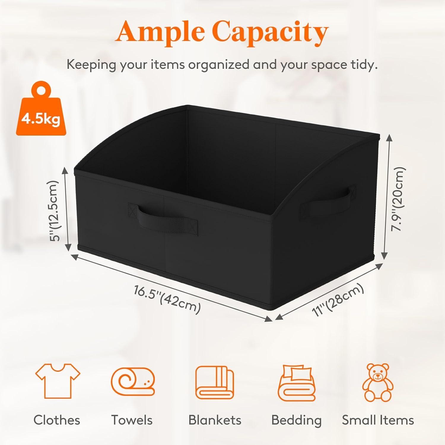 image:imageLifewit Trapezoid Closet Storage Bins for Shelf 6 Packs Nonwoven Closet Organizer Baskets with Handles Foldable Clothes Containers Boxes for Clothing Book Purse 23L Extra Large Light GrayBlack