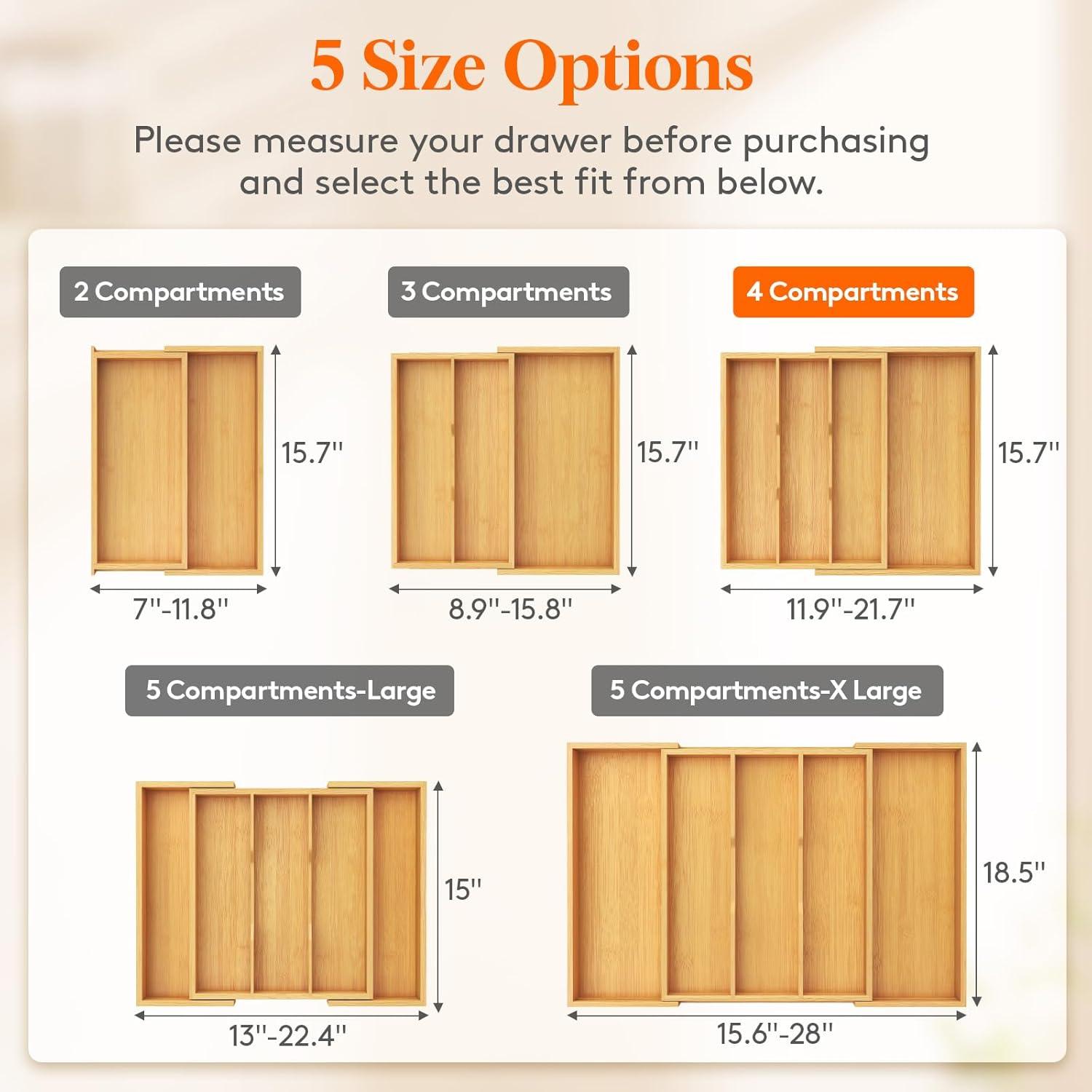 image:imageLifewit Utensil Organizer for Kitchen Drawer Expandable Cooking Utensil Tray Bamboo Cutlery Silverware Flatware Holder Adjustable Spatula Tools Storage Divider 33 56x38cm Natural and BlackBlack