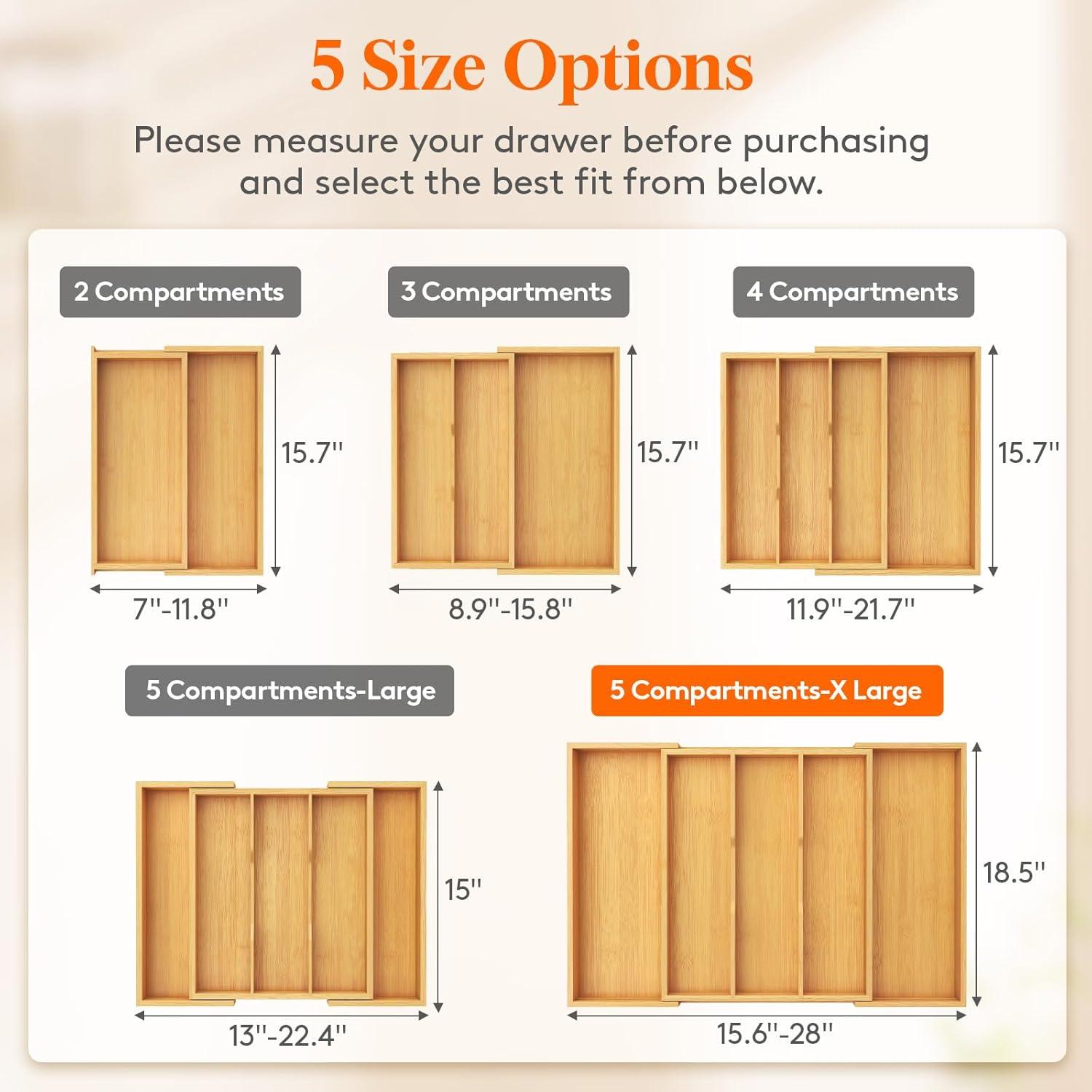 image:imageLifewit Utensil Organizer for Kitchen Drawer Expandable Cooking Utensil Tray Bamboo Cutlery Silverware Flatware Holder Adjustable Spatula Tools Storage Divider 33 56x38cm Natural and BlackNatural