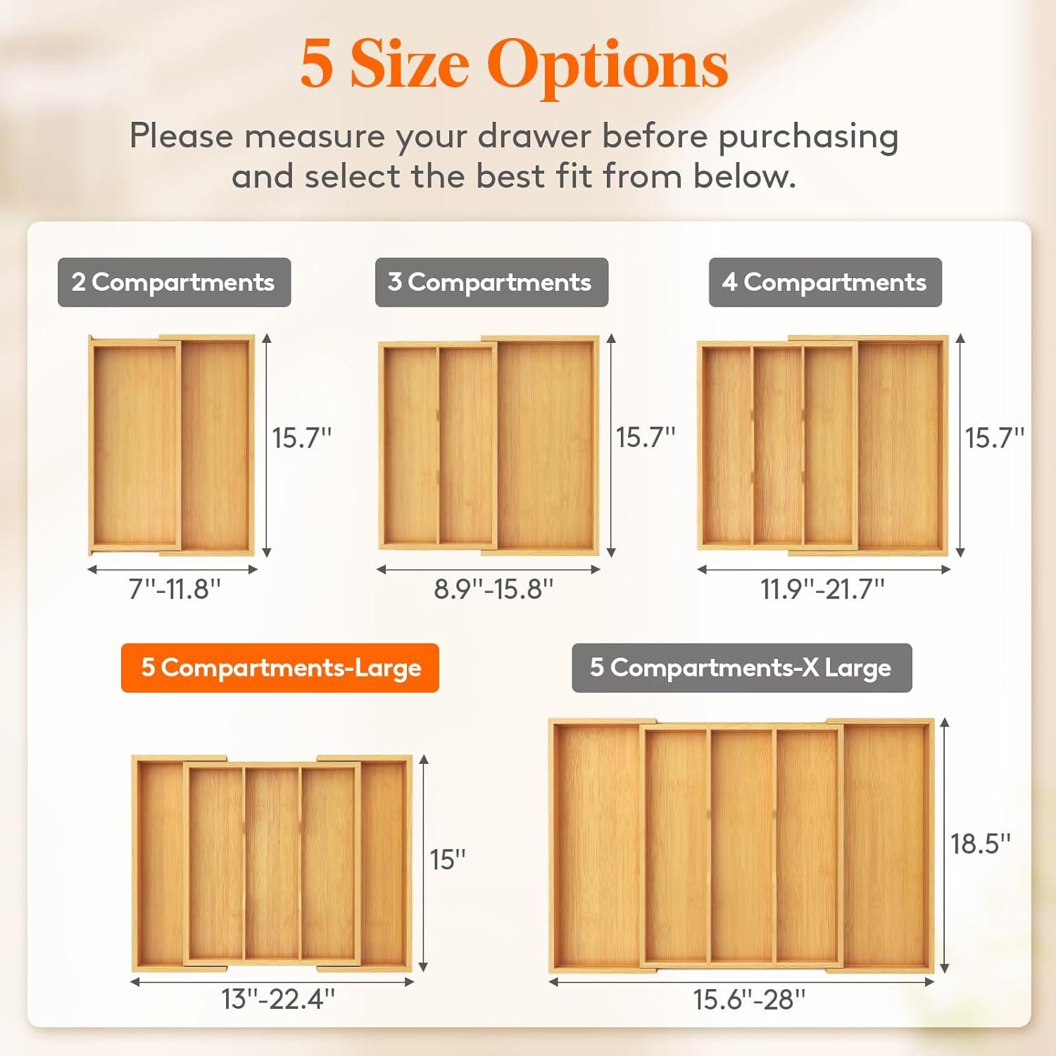 image:imageLifewit Utensil Organizer for Kitchen Drawer Expandable Cooking Utensil Tray Bamboo Cutlery Silverware Flatware Holder Adjustable Spatula Tools Storage Divider 33 56x38cm Natural and BlackBlack