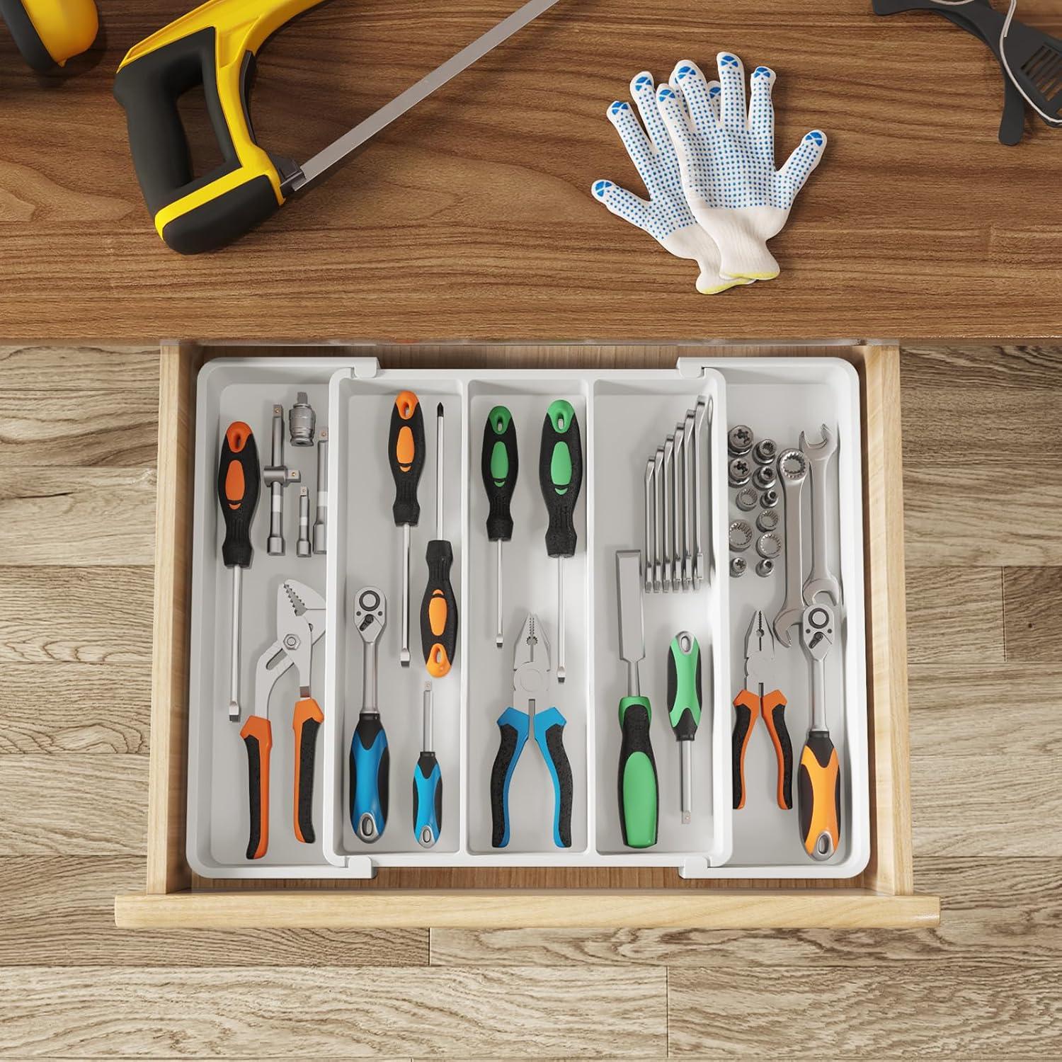 image:imageLifewit Utensil Organizer for Kitchen Drawers Expandable Cooking Utensil Tray Adjustable Cutlery Silverware Flatware Holder Plastic Spatula Tools Storage Divider 1322 x 15 BlackWhite