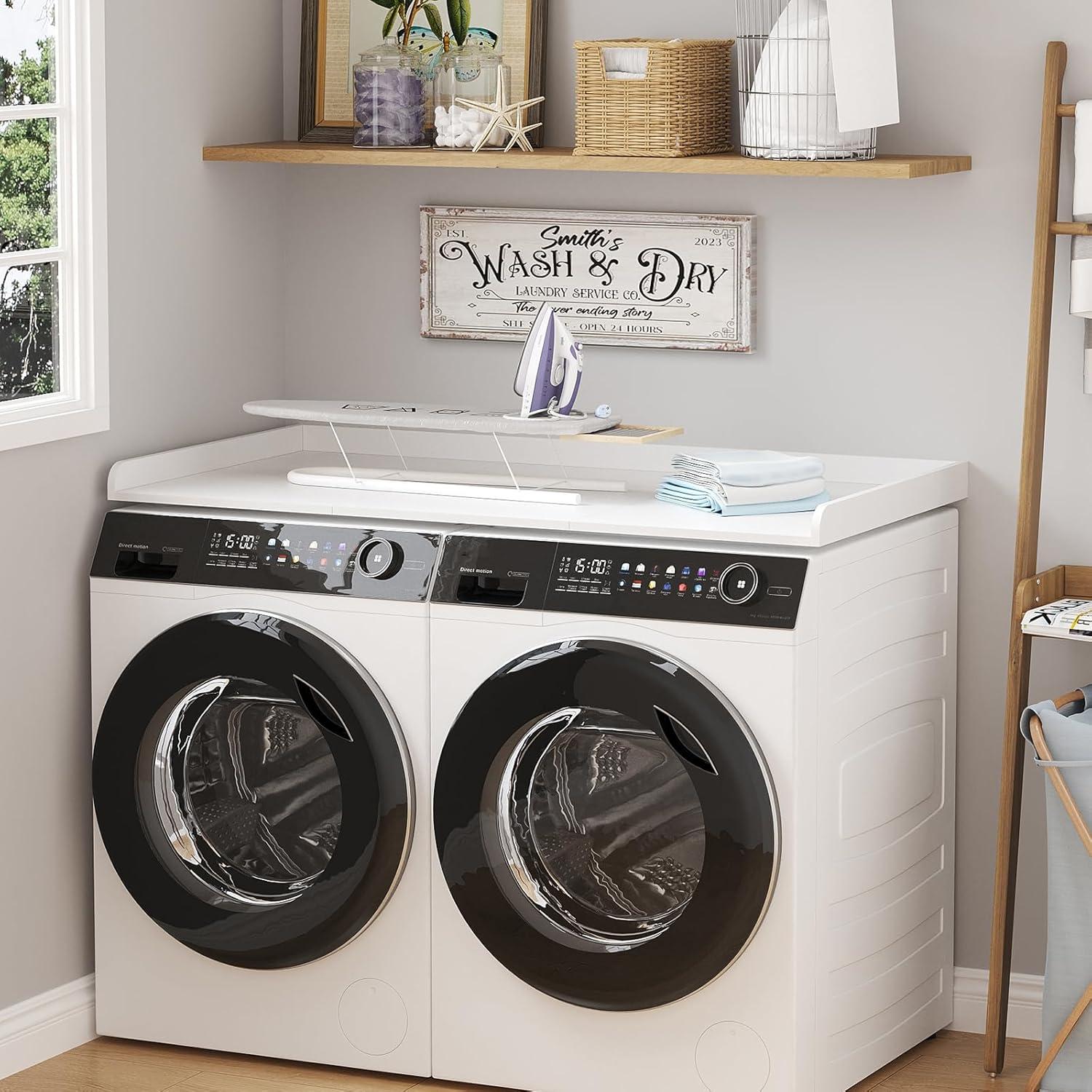 image:imageLifewit Washer Dryer Countertop Melamine Covers with Edge Rails for The Top Laundry Room Storage and Organization Spice Type Hold 200lbs Black 54 x 275White