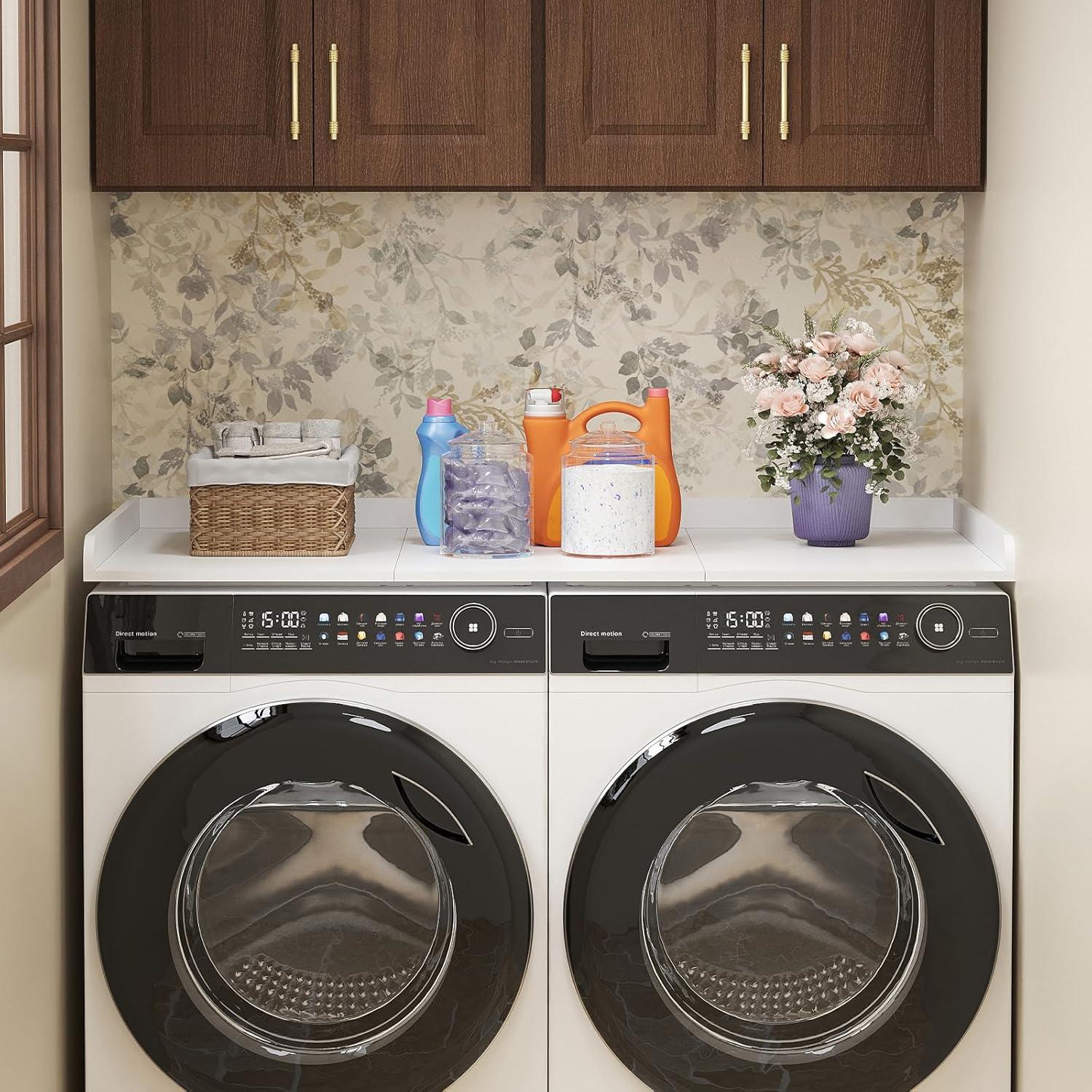 image:imageLifewit Washer Dryer Countertop Melamine Covers with Edge Rails for The Top Laundry Room Storage and Organization Spice Type Hold 200lbs Black 54 x 275White