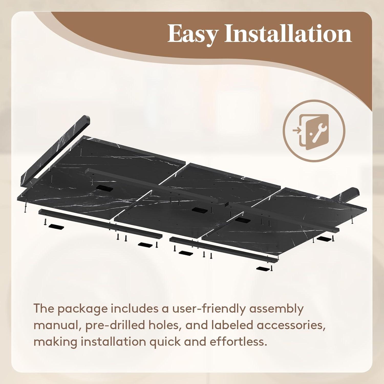 image:imageLifewit Washer Dryer Countertop Melamine Covers with Edge Rails for The Top Laundry Room Storage and Organization Spice Type Hold 200lbs Black 54 x 275Black Marble