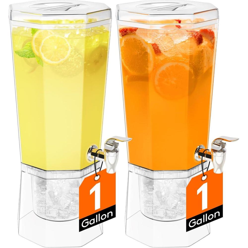 image:imageLifewit 1 Gallon Drink Dispenser for Parties 3 Pcs 4L Plastic Beverage Container with Stand for JuiceTeaSoda amp Lemonade BPA Free Clear Water Pitcher with Spigot for Mimosa Bar Party Hosting2