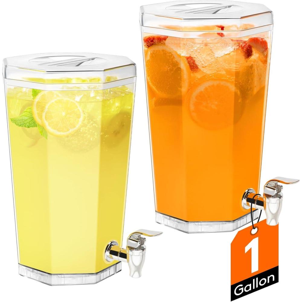 image:imageLifewit 1 Gallon Plastic Drink Dispenser for Parties Clear Beverage Container for JuiceTeaSoda Drink Pitcher with Leakproof Spigot BPA Free Lemonade Stand Supplies2