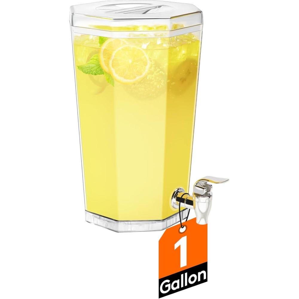 image:imageLifewit 1 Gallon Plastic Drink Dispenser for Parties Clear Beverage Container for JuiceTeaSoda Drink Pitcher with Leakproof Spigot BPA Free Lemonade Stand Supplies1