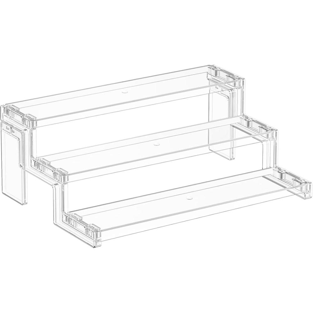 image:imageLifewit 12 Inch Perfume Stand Organizer 3 Tier Plastic Display Riser for Makeup Skincare Vanity Storage Cupcake Figurine Holder Bathroom Bedroom Room Decor Clear 1 PackClear