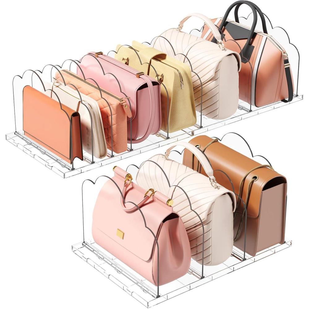 image:imageLifewit 3 Pack Plastic Purse Organizer for Closet Adjustable Shelf Dividers for Closet Organization Clear Bag Storage Organizer Separators for Handbag Clutch Bag Book in Bedroom Office3