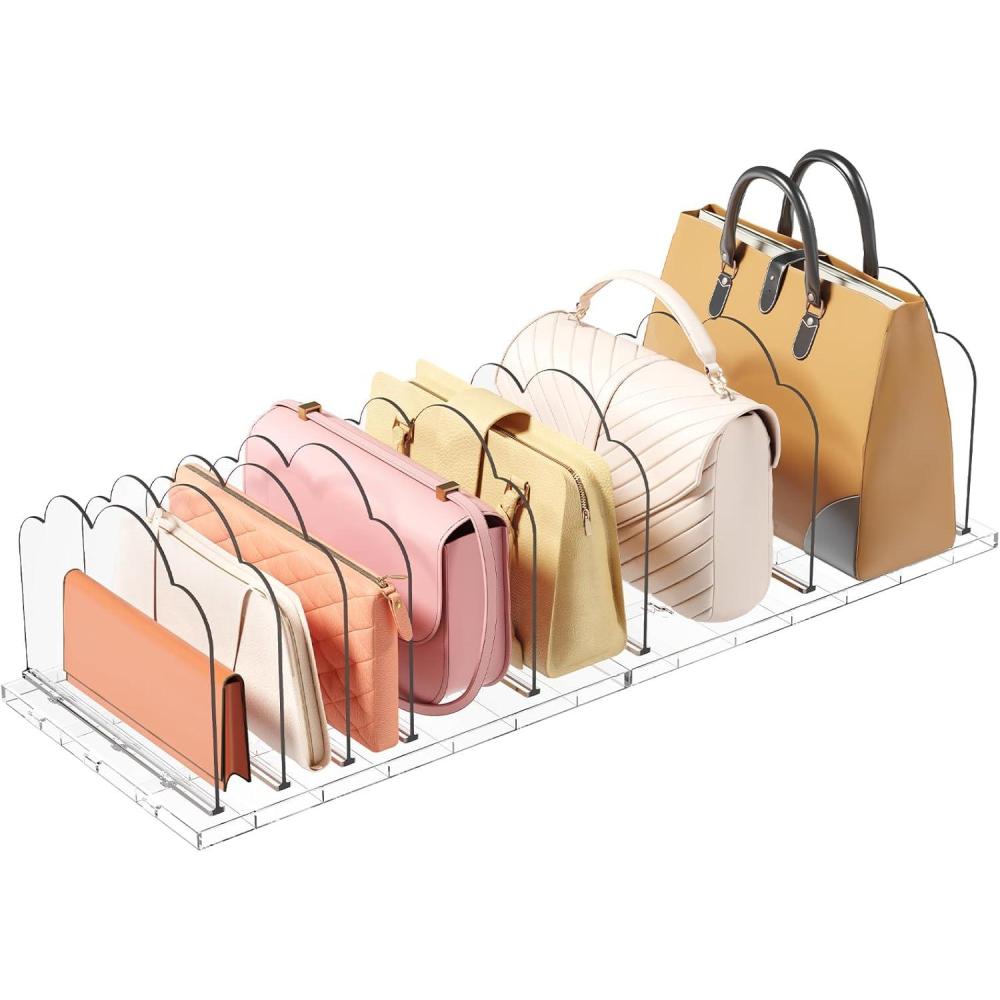 image:imageLifewit 3 Pack Plastic Purse Organizer for Closet Adjustable Shelf Dividers for Closet Organization Clear Bag Storage Organizer Separators for Handbag Clutch Bag Book in Bedroom Office2