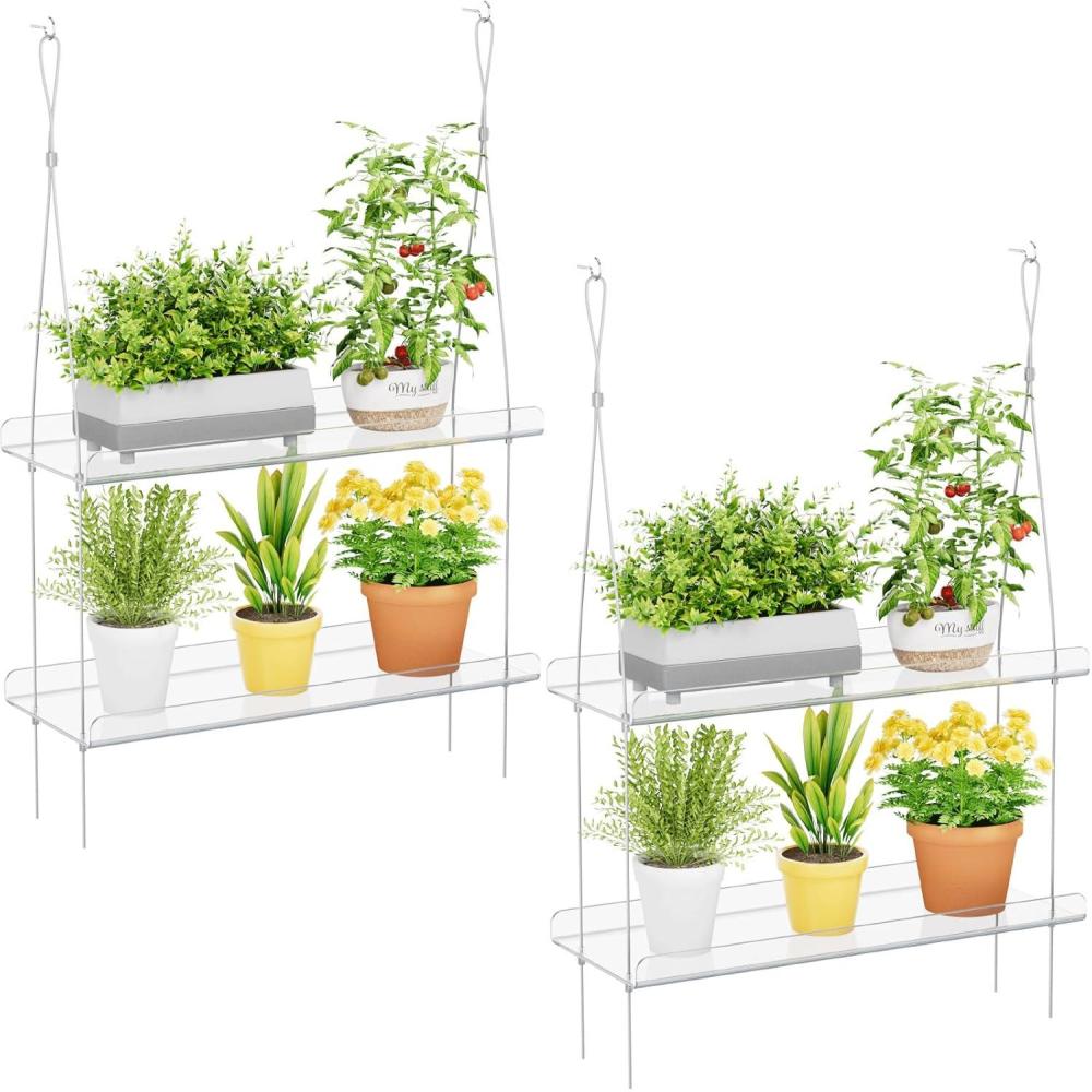 image:imageLifewit 3Tier Window Plant Shelves 15 inch Acrylic Adjustable Hanging Floating Shelf Window Sill Extender for Indoor Succulent Plants Micro Greens Seed Starter Pots Herb Planters2