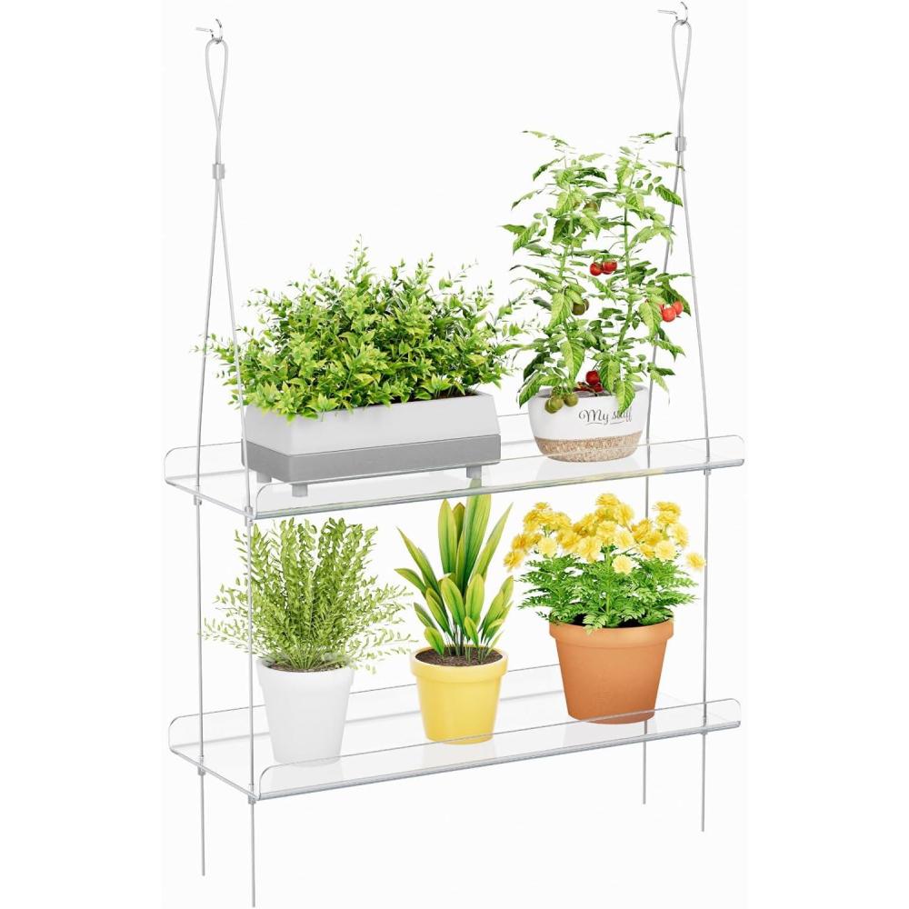 image:imageLifewit 3Tier Window Plant Shelves 15 inch Acrylic Adjustable Hanging Floating Shelf Window Sill Extender for Indoor Succulent Plants Micro Greens Seed Starter Pots Herb Planters1