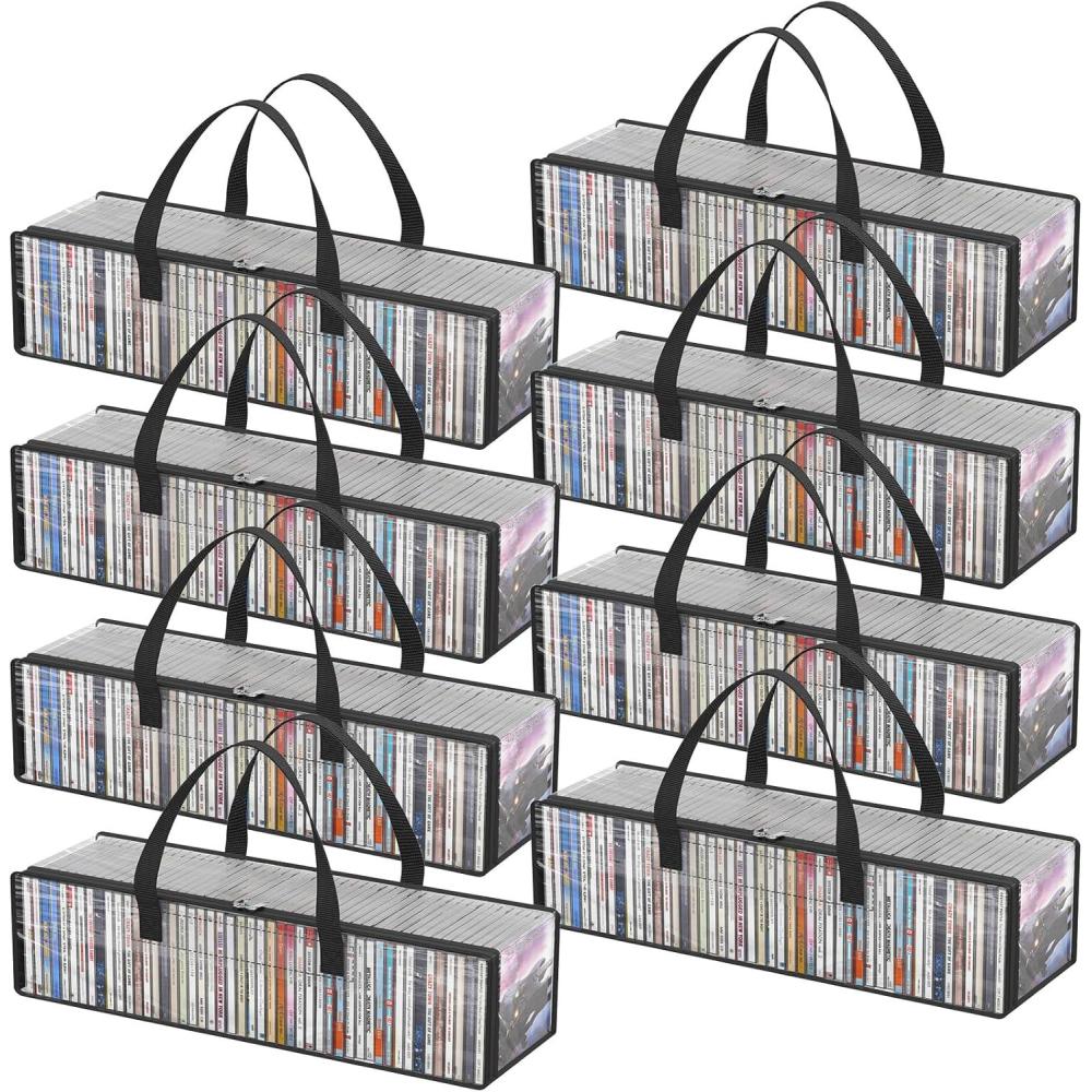image:imageLifewit CD Storage Bags Clear PVC Plastic CD Case Holder with Handles Front Window Zipper Design Stackable Media Organizer Box for Albums Hold up to 100 Pcs CDs 50 Each 2 Pack8