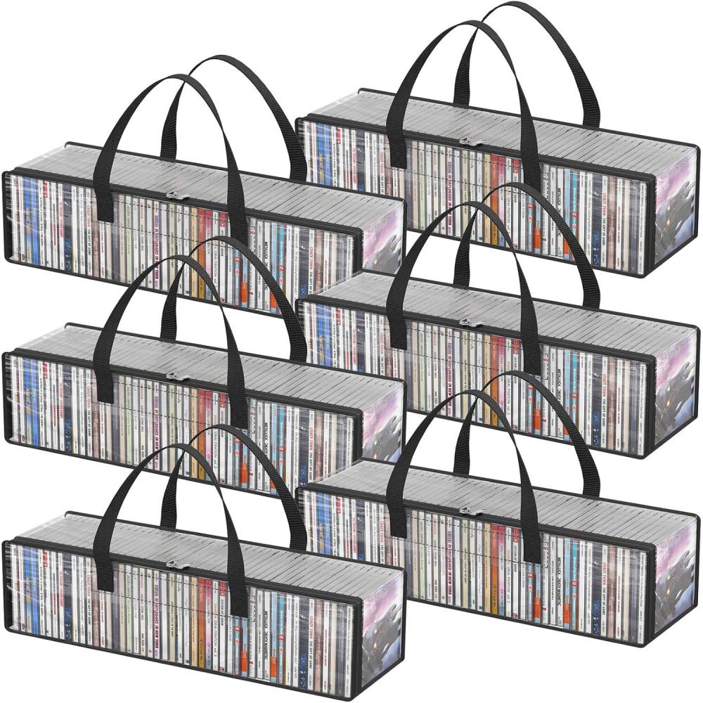 image:imageLifewit CD Storage Bags Clear PVC Plastic CD Case Holder with Handles Front Window Zipper Design Stackable Media Organizer Box for Albums Hold up to 100 Pcs CDs 50 Each 2 Pack6