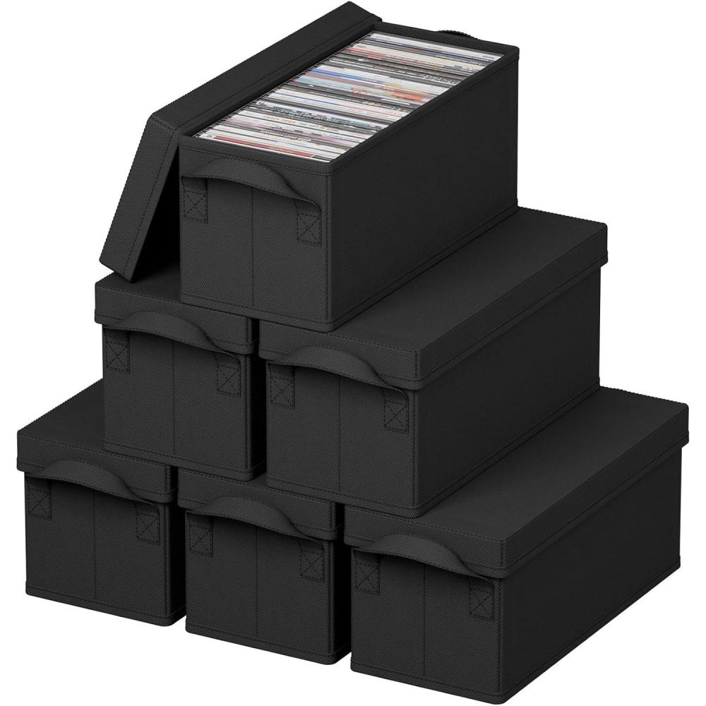 image:imageLifewit CD Storage Box Stackable CD Case Holder Organizer Foldable CDs Container with Lid Handles Media Organizer Bin for Albums 132 L x 59 W x 53 H Holds up to 120 PCS CDs 30 Each 4 Pack6