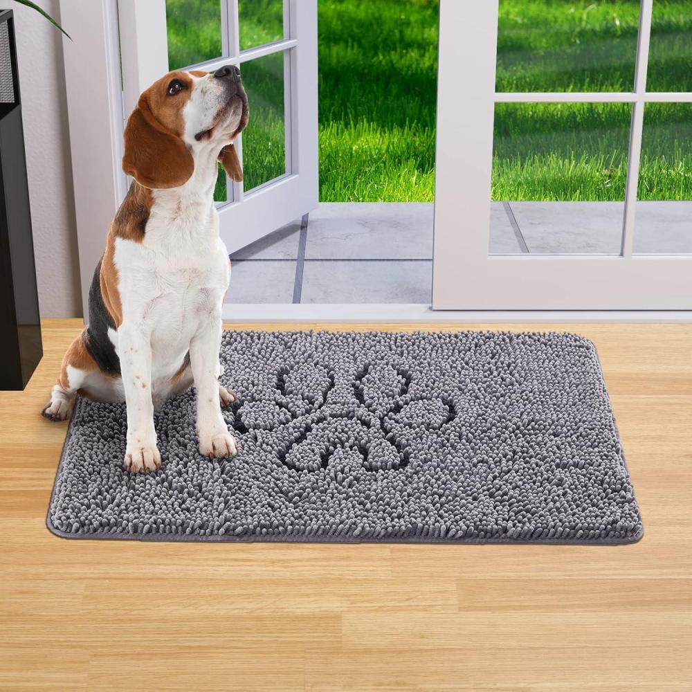 image:imageLifewit Chenille Doormat Traps Mud and Water Non Slip Entryway Rug for Muddy Shoes and Dog Paws Machine Washable Indoor Front Door Mat for Pet Entry Back Door Mud Room Gray 24 36Grey