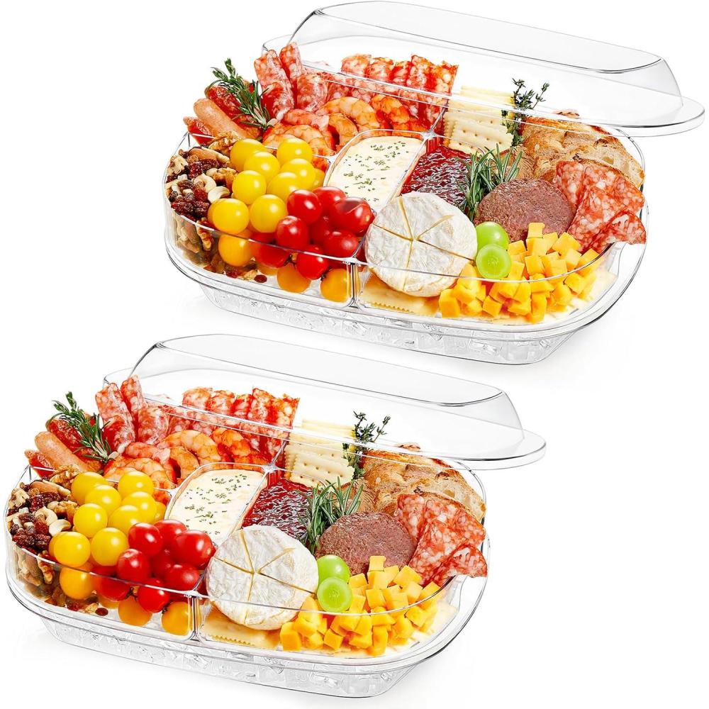 image:imageLifewit Chilled Serving Tray for Parties 15 Divided Shrimp Cocktail Serving Dish with Lid Plastic Taco Bar Platter Ice Serving Bowl for Veggie Fruit Salad Mimosa Bar Supplies in PartyBuffet2