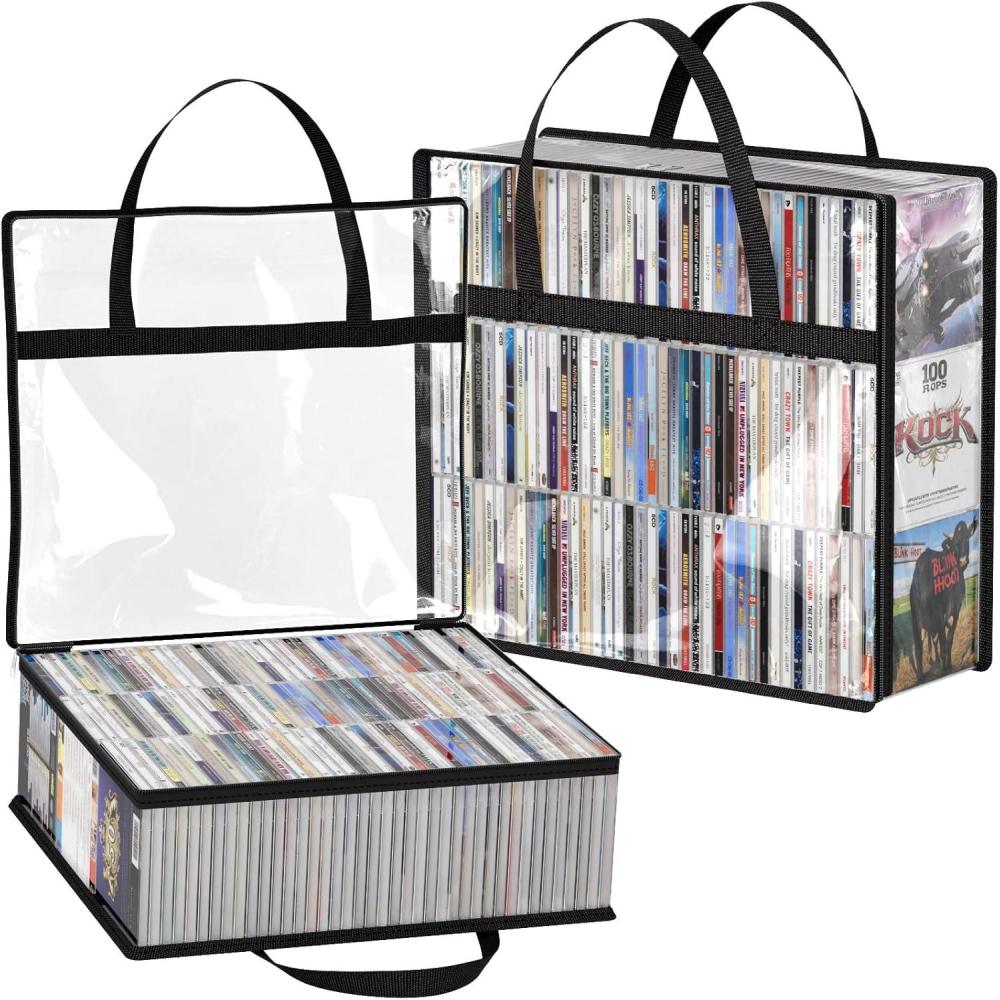 image:imageLifewit DVD Storage Bags Clear PVC Plastic DVD Organizer with Handles and Zipper Media Holder for Blu Ray Disc Movie Cases VHS Box Video Game Disks Albums Books Holds 270 DVDs 90 Each 3 Pack2