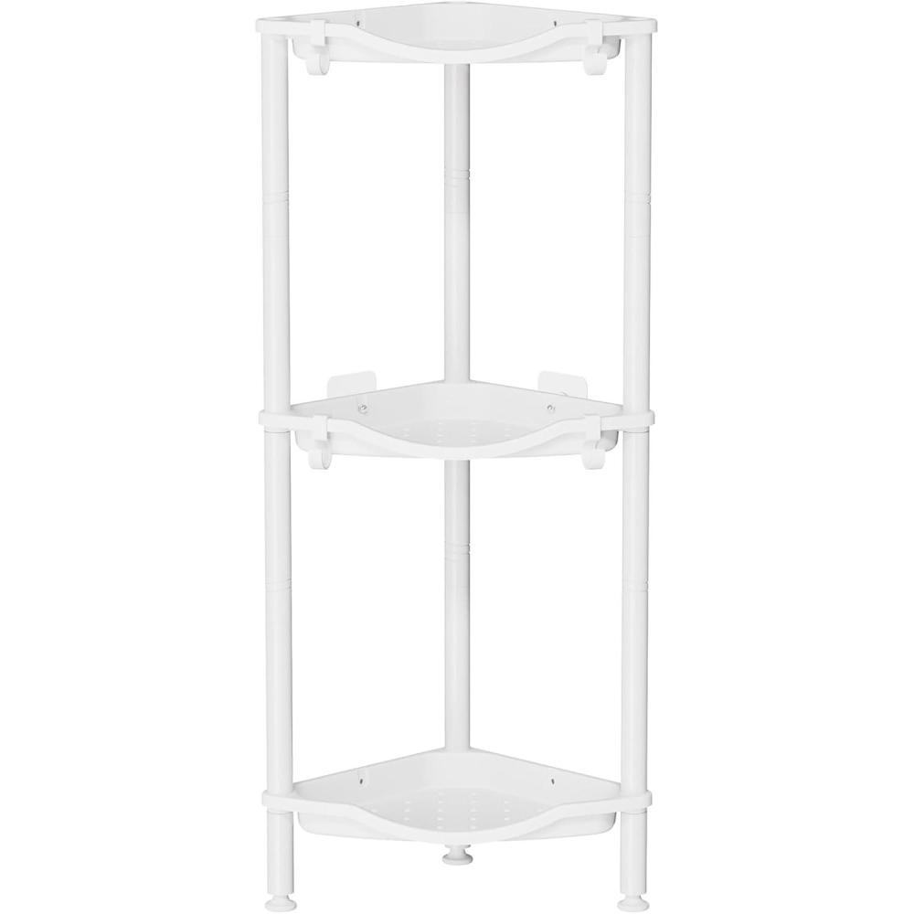 image:imageLifewit Floor Standing Shower Caddy Corner 4 Tier Plastic Shower Stand Rack with Adjustable Feet and Hooks Rustproof Bathroom Shelf Organizer 422 H BlackWhite