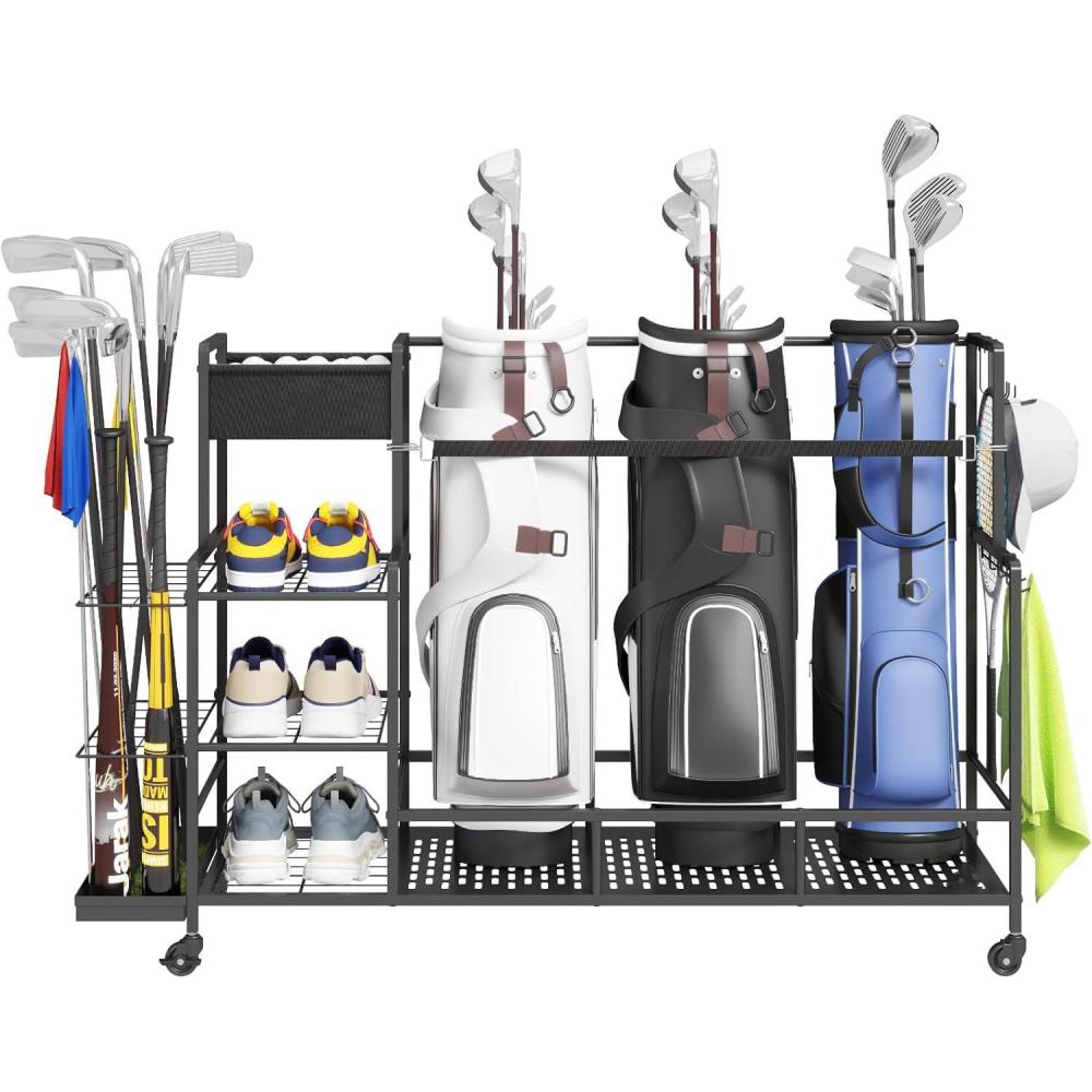 image:imageLifewit Golf Bag Organizer Golf Club Holder with Wheels Shoe Racks for Golf Equipment Accessories Storage for Garage Basement ShedLarge