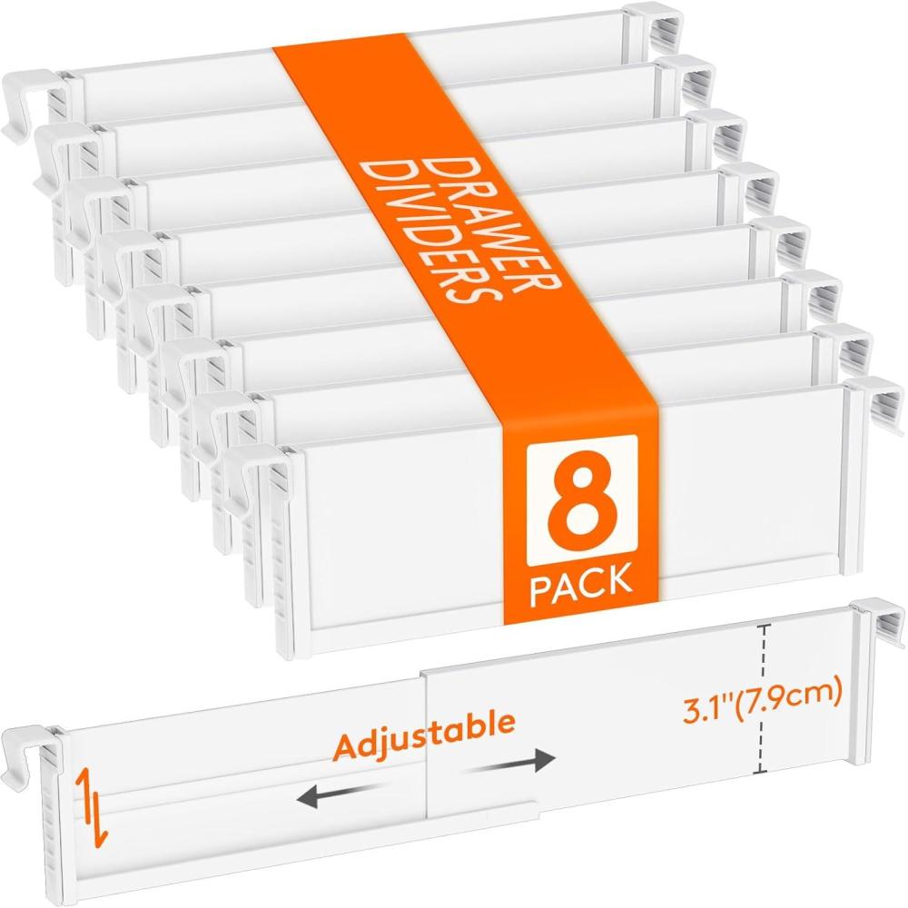 image:imageLifewit Hanging Kitchen Drawer Dividers 31 High 1017 Adjustable Drawer Organizers for Utensils Expandable Dresser Separators in KitchenBedroomBathroomVanityOffice White6 Pack8