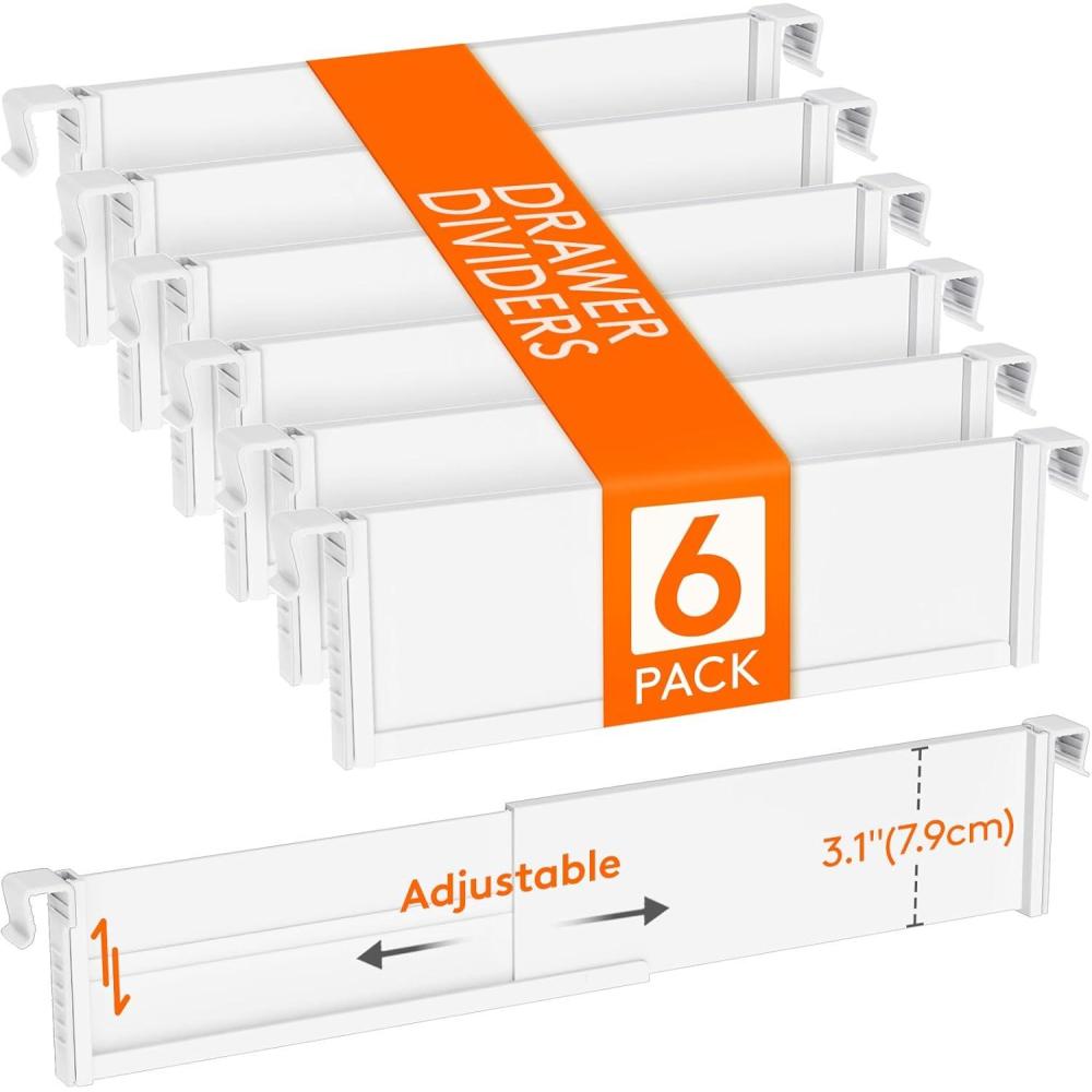 image:imageLifewit Hanging Kitchen Drawer Dividers 31 High 1017 Adjustable Drawer Organizers for Utensils Expandable Dresser Separators in KitchenBedroomBathroomVanityOffice White6 Pack6