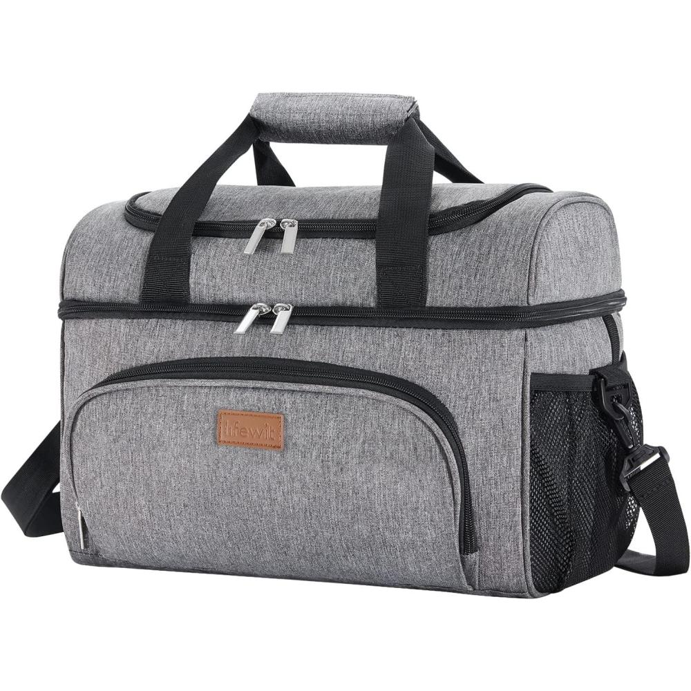 image:imageLifewit Insulated Cooler Bag 3248 Can Large Leakproof Beach Cooler Lightweight Portable Double Layer SoftSided Travel Ice Chest for Camping Kayaking Road Trips Grocery ShoppingGray