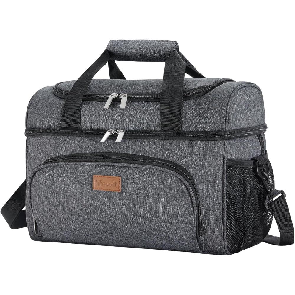 image:imageLifewit Insulated Cooler Bag 3248 Can Large Leakproof Beach Cooler Lightweight Portable Double Layer SoftSided Travel Ice Chest for Camping Kayaking Road Trips Grocery ShoppingDark Gray