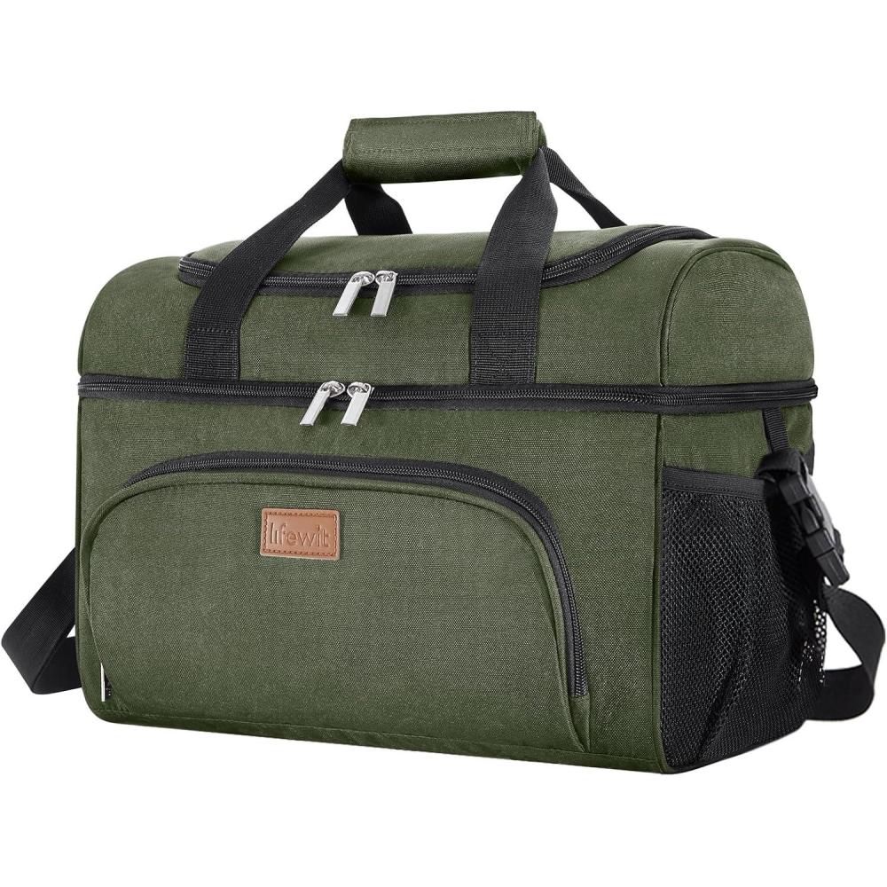 image:imageLifewit Insulated Cooler Bag 3248 Can Large Leakproof Beach Cooler Lightweight Portable Double Layer SoftSided Travel Ice Chest for Camping Kayaking Road Trips Grocery ShoppingGreen