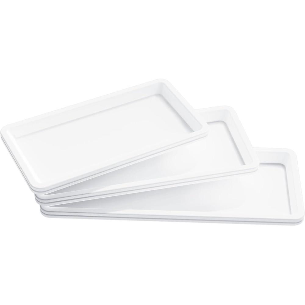 image:imageLifewit Large Plastic Serving Tray Set for Party Supplies 161412 inch Platters for Serving Food 3 PCS White Reusable Tray for Veggie Snack Fruit Cookies Dessert in KitchenPantry Organization6