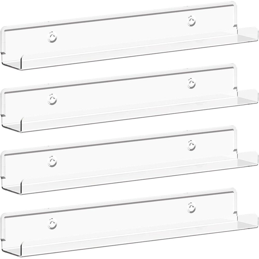 image:imageLifewit Narrow Floating Shelves for Vinyl Record 6 Pack 12 Clear Wall Shelves for Nail PolishBookPictureMakeup Acrylic Wall Mount Display Shelf Organizer for Bedroom Living Room Bathroom DecorClear