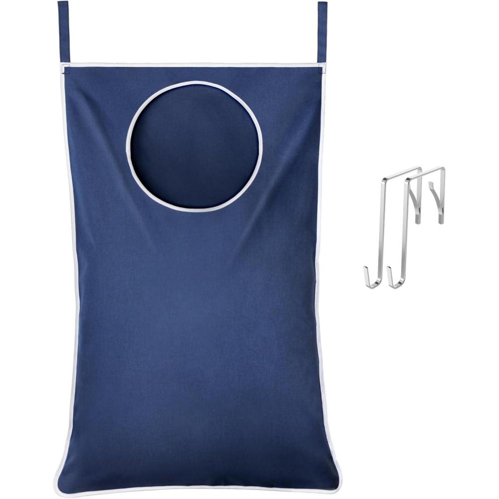 image:imageLifewit Over Door Laundry Hamper Large Collapsible Hanging Laundry Hamper Hanging Laundry Basket Bag for Bathroom Bedroom Dirty Clothes Storage Organizer Light GrayDark Blue