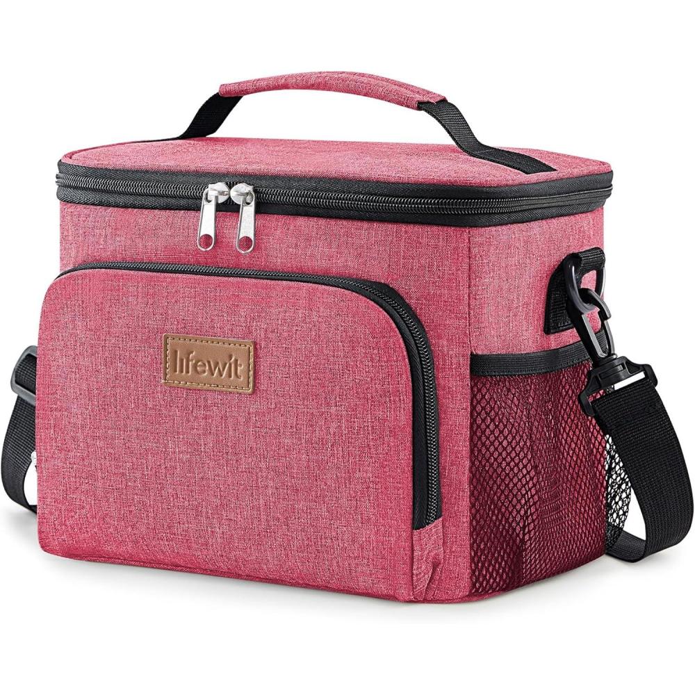 image:imageLifewit Reusable Insulated Lunch Bag Portable Cooler Freezable Soft Lunchbox Leakproof with Adjustable Shoulder Strap for Men Women Adult for Work Picnic or Travel 9L 12 Can BlackPink