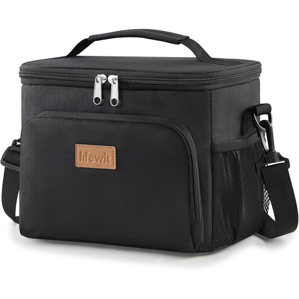 image:imageLifewit Reusable Insulated Lunch Bag Portable Cooler Freezable Soft Lunchbox Leakproof with Adjustable Shoulder Strap for Men Women Adult for Work Picnic or Travel 9L 12 Can BlackBlack