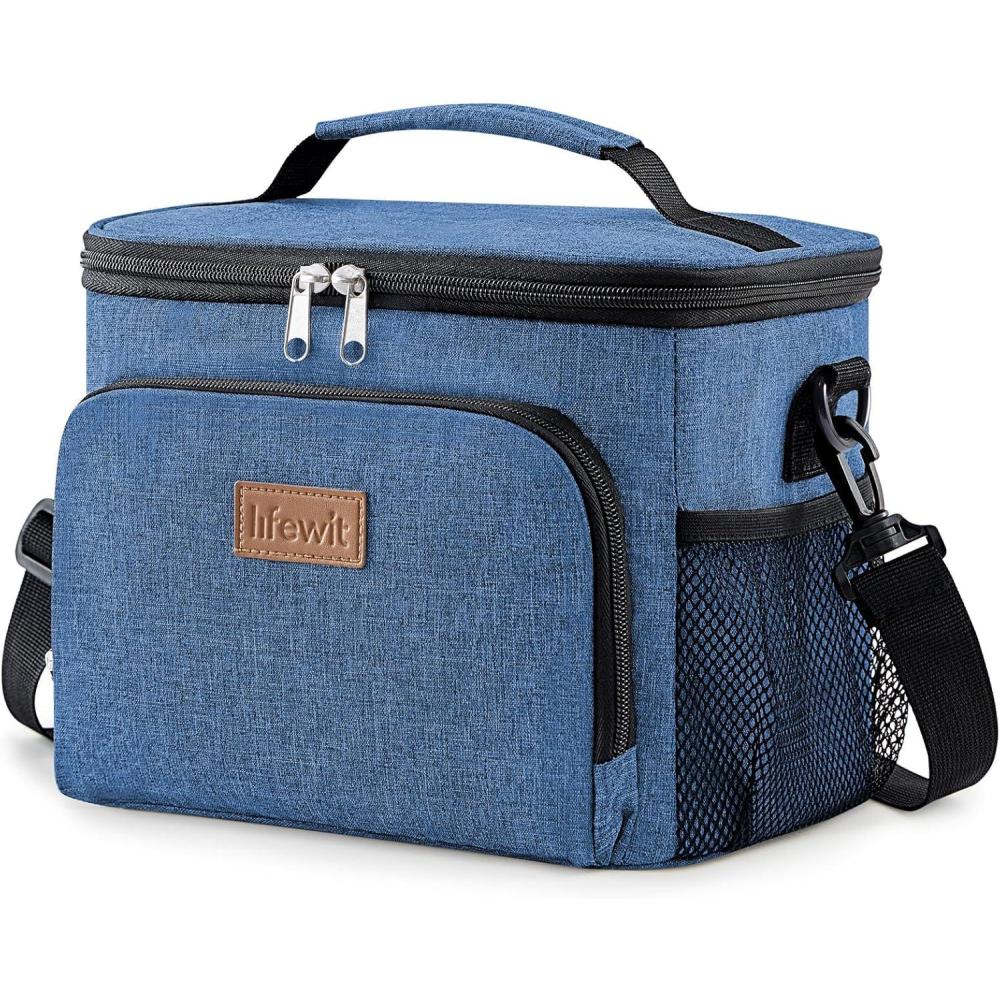 image:imageLifewit Reusable Insulated Lunch Bag Portable Cooler Freezable Soft Lunchbox Leakproof with Adjustable Shoulder Strap for Men Women Adult for Work Picnic or Travel 9L 12 Can BlackDark Blue