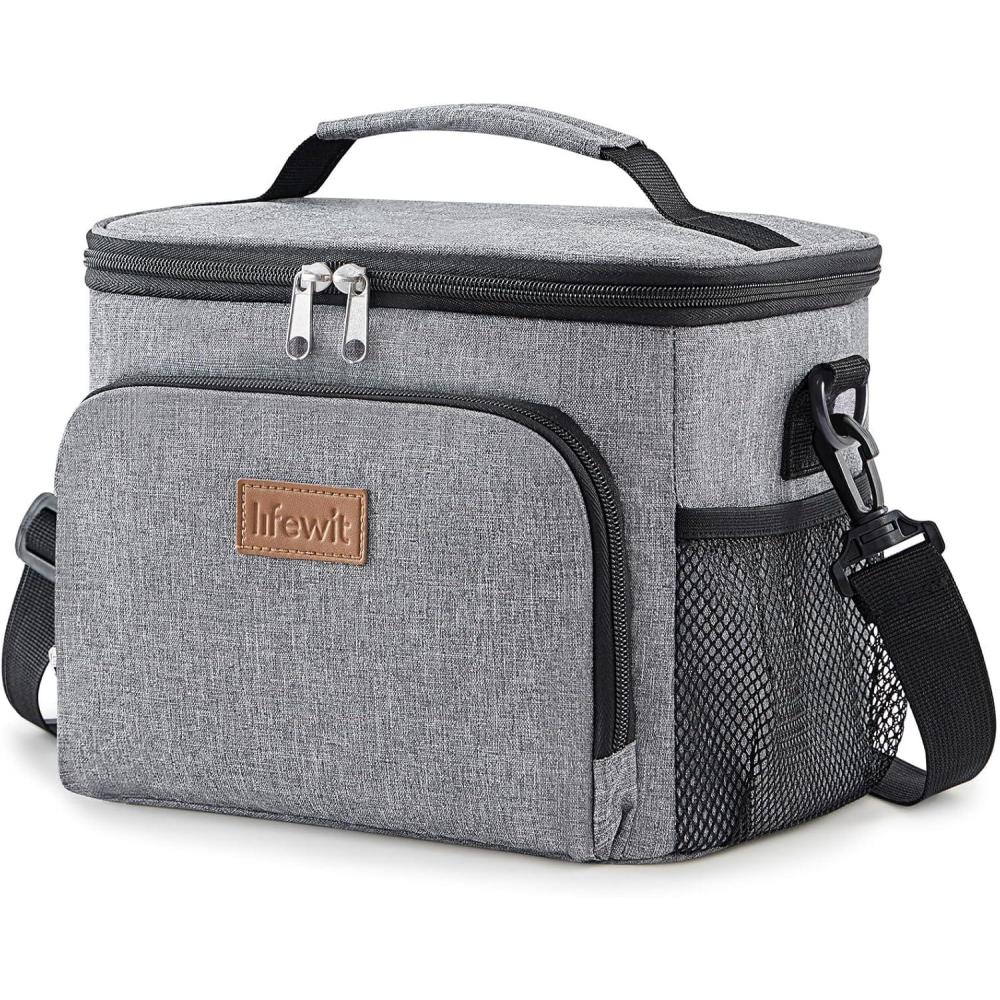 image:imageLifewit Reusable Insulated Lunch Bag Portable Cooler Freezable Soft Lunchbox Leakproof with Adjustable Shoulder Strap for Men Women Adult for Work Picnic or Travel 9L 12 Can BlackGray