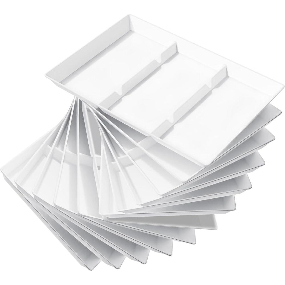 image:imageLifewit Serving Tray Divided for Party Supplies 4 PCS 15 x 10 Plastic Platters for Serving Food White Reusable Tray for Veggie Snack Fruit Cookies Desserts in KitchenPantry12
