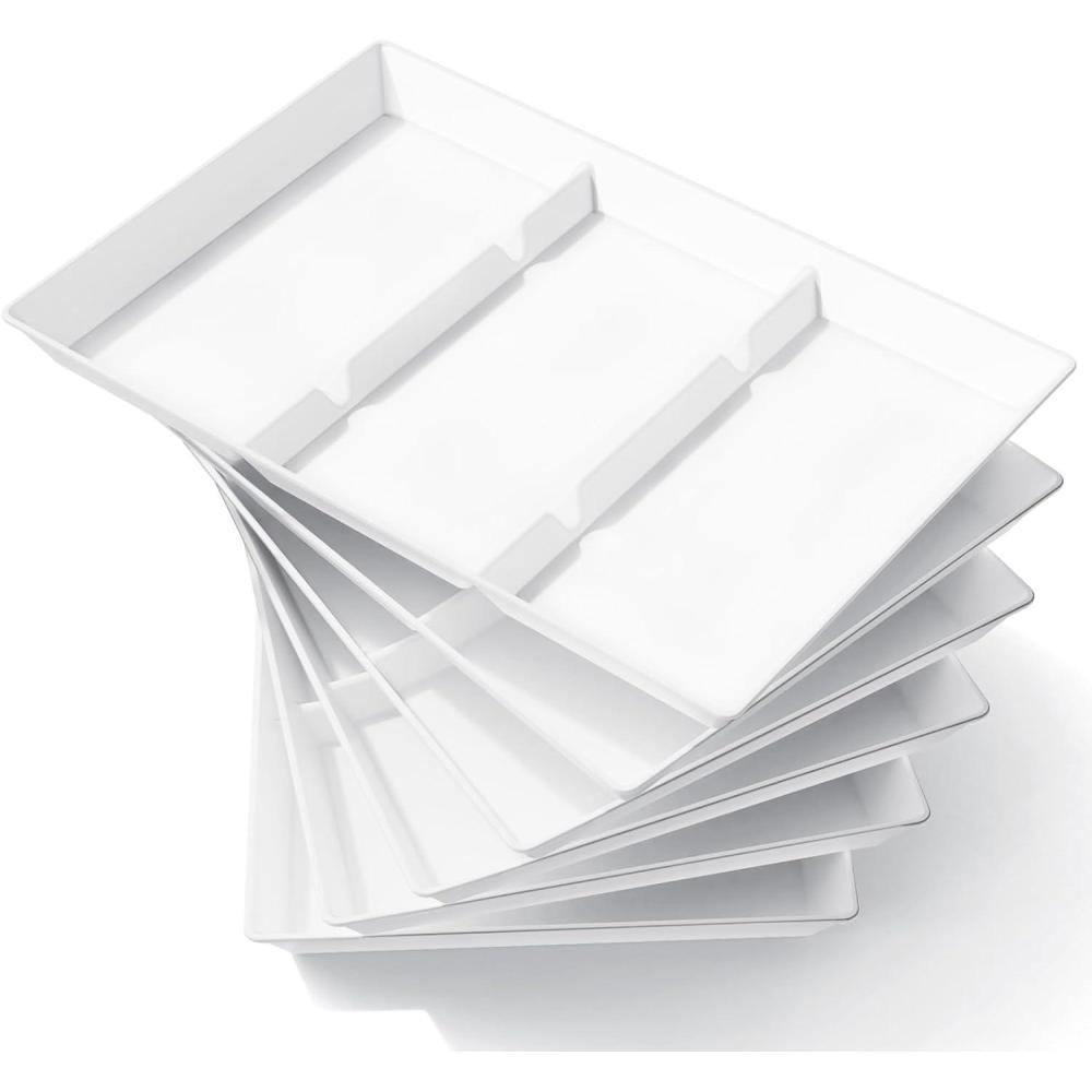 image:imageLifewit Serving Tray Divided for Party Supplies 4 PCS 15 x 10 Plastic Platters for Serving Food White Reusable Tray for Veggie Snack Fruit Cookies Desserts in KitchenPantry6