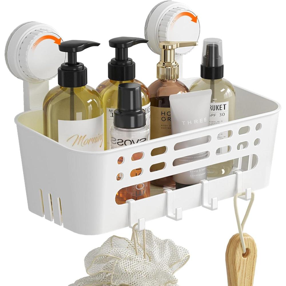 image:imageLifewit Shower Caddy Suction Cup NODrilling Bathroom Organizers and Storage Rack for Inside Shower Plastic Removable Shower Shelves for Shampoo Strong Vacuum Suction 10inch26cm Long 2 Pack1