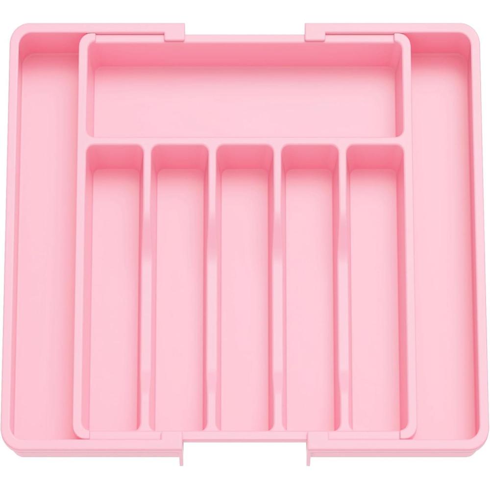 image:imageLifewit Silverware Drawer Organizer Expandable Utensil Tray for Kitchen BPA Free Flatware and Cutlery Holder Adjustable Plastic Storage for Spoons Forks Knives 1322 x 15 BlackPink
