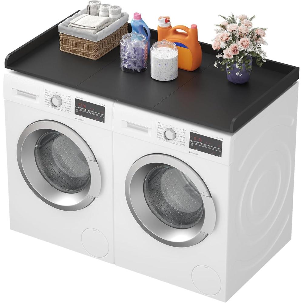image:imageLifewit Washer Dryer Countertop Melamine Covers with Edge Rails for The Top Laundry Room Storage and Organization Spice Type Hold 200lbs Black 54 x 275Black