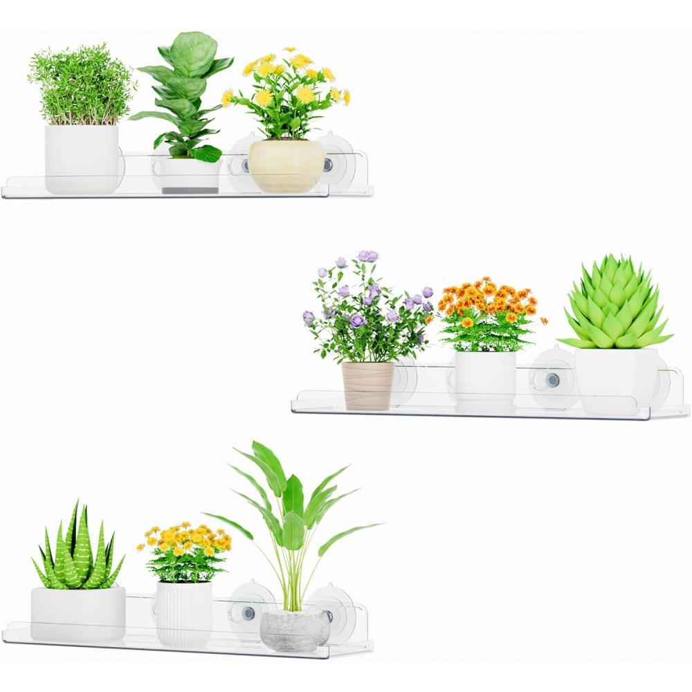 image:imageLifewit Window Plant Floating Shelves 146 x 36 inch 2 Pack Acrylic Suction Cup Shelf Window Sill Extender for Indoor Succulent Plants Micro Greens Seed Starter Pots Herb Planters3