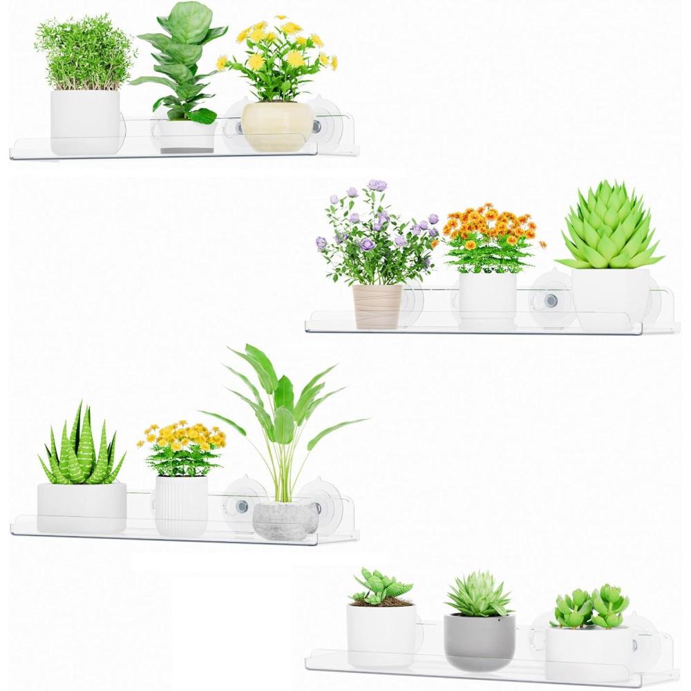 image:imageLifewit Window Plant Floating Shelves 146 x 36 inch 2 Pack Acrylic Suction Cup Shelf Window Sill Extender for Indoor Succulent Plants Micro Greens Seed Starter Pots Herb Planters4