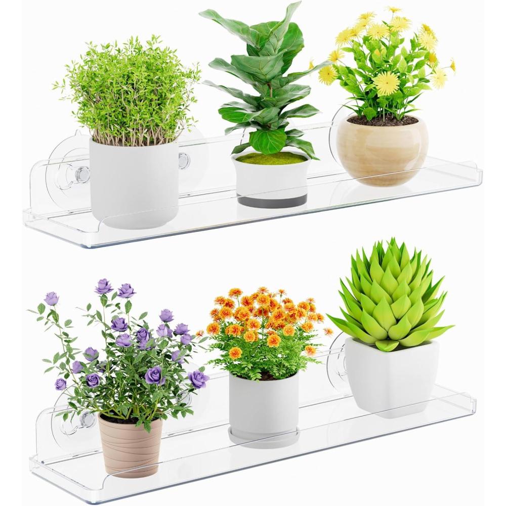 image:imageLifewit Window Plant Floating Shelves 146 x 36 inch 2 Pack Acrylic Suction Cup Shelf Window Sill Extender for Indoor Succulent Plants Micro Greens Seed Starter Pots Herb Planters2