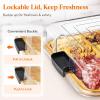 Lifewit 1 Compartment Melamine Charcuterie Board, 11 x 14 Inch Portable Cheese Board with Plastic Lockable Clear Lid, Travel Charcuterie Board Serving Platter with Cover for Snacks, Fruit, Appetizers(6 Compartment)
